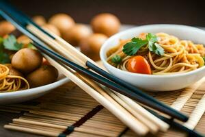 chinês Comida é uma popular escolha para muitos pessoas. gerado por IA foto