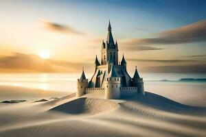 uma castelo dentro a areia. gerado por IA foto