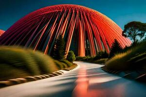 uma vermelho cúpula com uma grandes exposição. gerado por IA foto