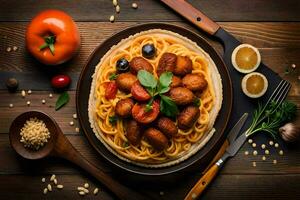 italiano Comida dentro a cozinha. gerado por IA foto