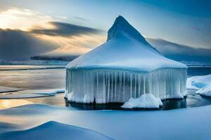 uma congeladas iglu dentro a ártico. gerado por IA foto