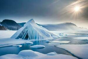 icebergs em a lago. gerado por IA foto