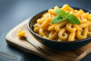 Macarrão e queijo dentro uma tigela. gerado por IA foto