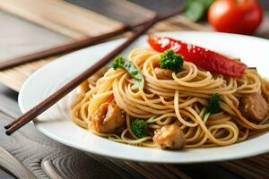 chinês Comida é uma popular escolha para muitos pessoas. gerado por IA foto