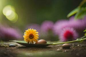 a flor e a ovo. gerado por IA foto