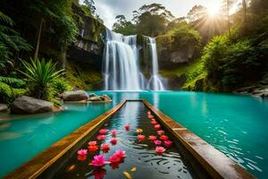 cascata dentro Bali, Indonésia. gerado por IA foto