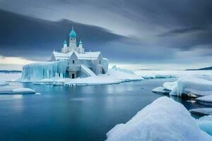 uma Igreja em a iceberg dentro Islândia. gerado por IA foto