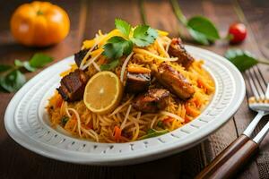 chinês Comida dentro Índia. gerado por IA foto