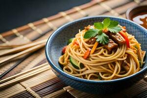 chinês Comida é uma popular escolha para pessoas quem estão olhando para uma saudável e saboroso refeição. gerado por IA foto