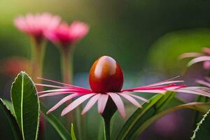 uma Rosa flor com a laranja Centro. gerado por IA foto