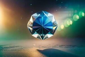 uma diamante é mostrando dentro a meio do uma Sombrio fundo. gerado por IA foto