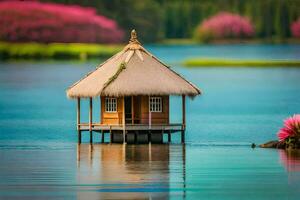 a casa do a lago. gerado por IA foto