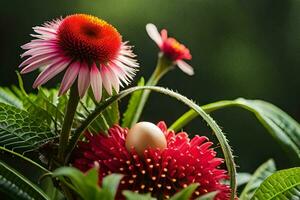 uma flor com a ovo dentro isto. gerado por IA foto