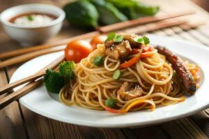 chinês Comida é uma popular escolha para muitos pessoas. gerado por IA foto