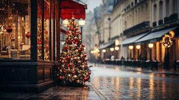 Natal decorações em cidade rua foto