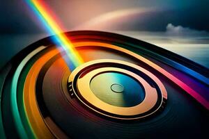 uma arco Iris é visto dentro a meio do uma arco-íris. gerado por IA foto
