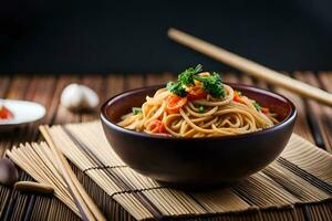 chinês Comida é uma popular escolha para pessoas quem estão olhando para uma saudável e saboroso refeição. gerado por IA foto