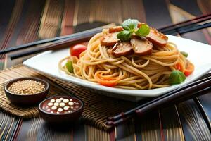 chinês Comida é uma popular escolha para muitos pessoas. gerado por IA foto