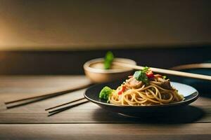 chinês Comida dentro uma tigela. gerado por IA foto