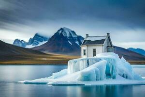 uma casa em a iceberg dentro Islândia. gerado por IA foto