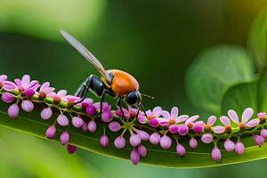 uma abelha em uma flor. gerado por IA foto