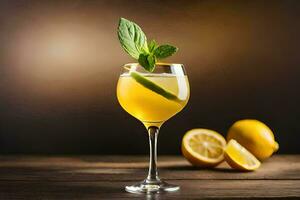 limonada dentro uma vidro com hortelã folhas. gerado por IA foto