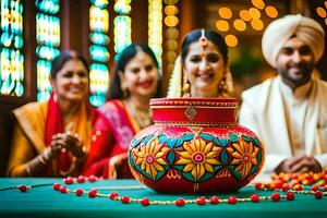 indiano Casamento dentro Londres. gerado por IA foto