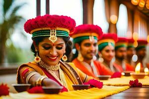 indiano Casamento cerimônia dentro Bangalore. gerado por IA foto