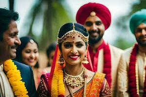 indiano Casamento dentro Mumbai. gerado por IA foto