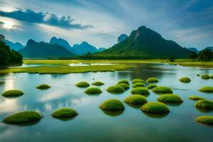 a li rio dentro China. gerado por IA foto