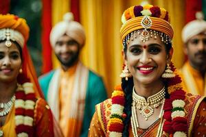 indiano Casamento dentro Mumbai. gerado por IA foto