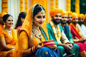 indiano Casamento dentro Índia. gerado por IA foto