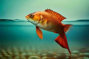 uma vermelho peixe natação dentro a água. gerado por IA foto