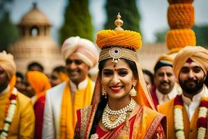 indiano Casamento dentro Jaipur. gerado por IA foto