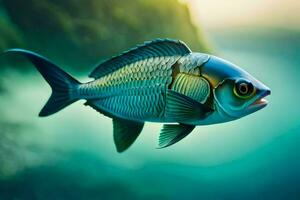 uma peixe natação dentro a oceano. gerado por IA foto