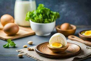 a benefícios do comendo ovos. gerado por IA foto