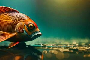 uma peixe com uma vermelho cabeça e laranja corpo. gerado por IA foto