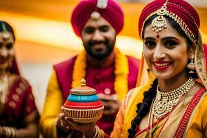 indiano Casamento dentro Délhi. gerado por IA foto