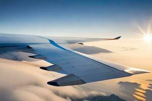 a avião asa vôo sobre a nuvens. gerado por IA foto