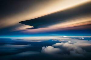uma Visão do a nuvens e a céu a partir de a avião. gerado por IA foto