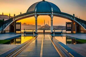 pôr do sol dentro Istambul, peru. gerado por IA foto