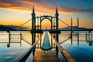 a ponte às pôr do sol dentro Istambul, peru. gerado por IA foto