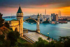 a dourado portão do Istambul, peru. gerado por IA foto