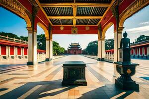 a pátio do a imperial Palácio dentro Hanói, Vietnã. gerado por IA foto