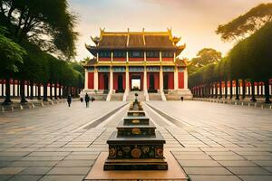 a dourado portão do a imperial Palácio dentro Hanói, Vietnã. gerado por IA foto