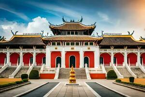 a chinês Palácio dentro Hanói, Vietnã. gerado por IA foto