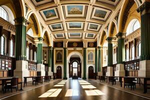 a biblioteca às a universidade do oxford. gerado por IA foto