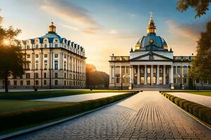 a lindo construção do a universidade do st Petersburgo dentro Rússia. gerado por IA foto