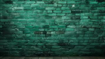vibrante verde tijolo parede com amplo cópia de espaço foto