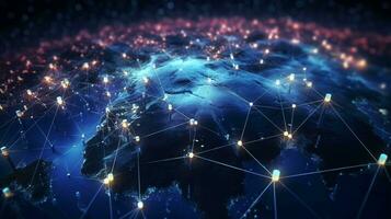 global Internet conectividade. ponte a mundo através avançado comunicação tecnologia foto
